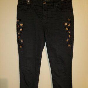Chico's Black Cheetah Sequins Jeans 0.5